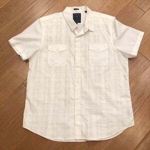 Guess Men’s White Checkered Button Up Short Sleeve Shirt Size XXL
